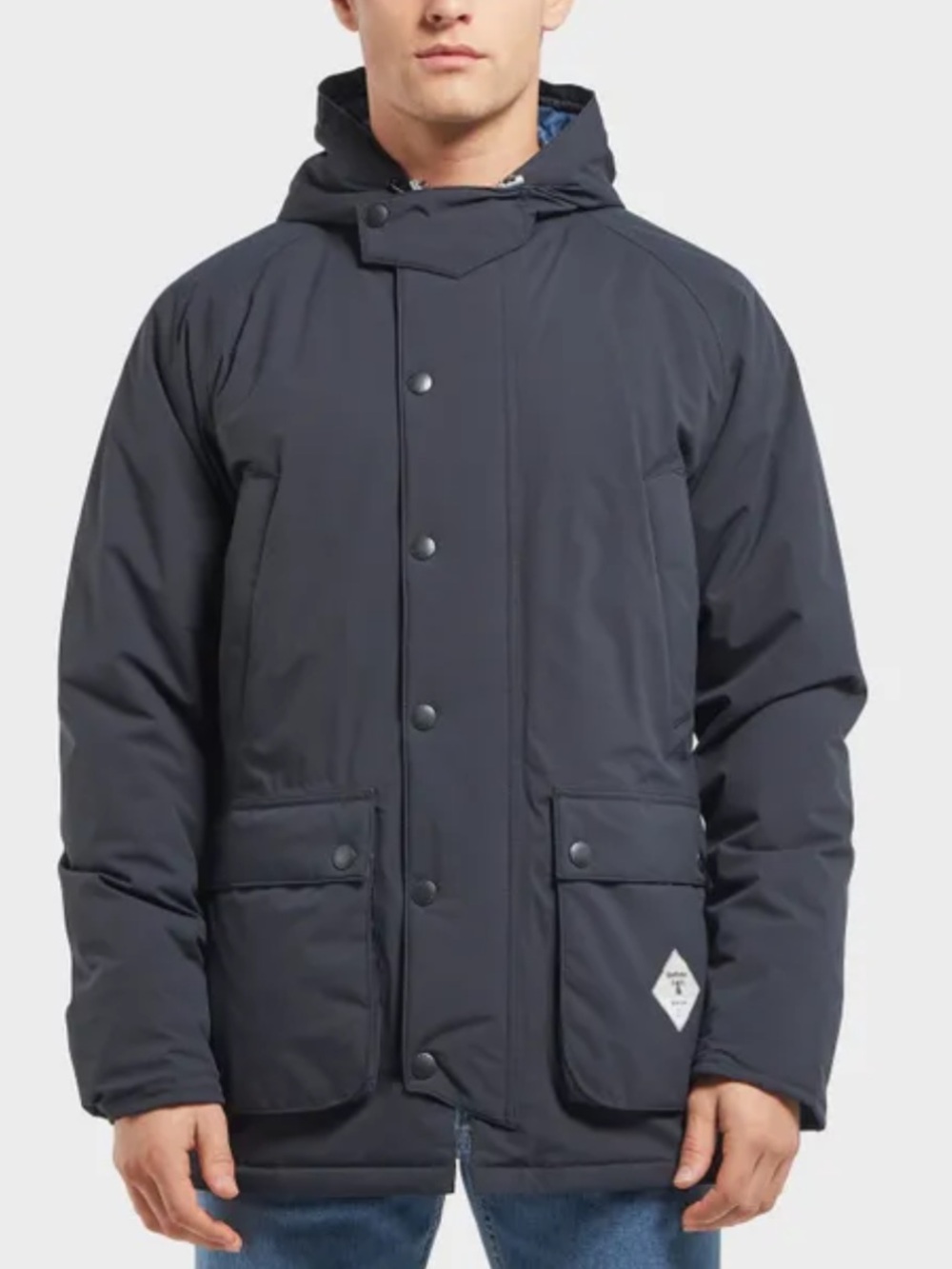 Barbour Beacon Fell Jacket Waterproof Parka Hooded Full Zp Blue Mens Large